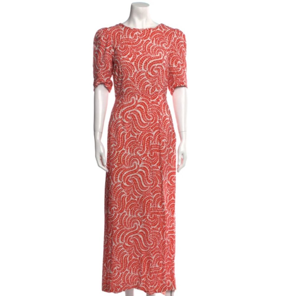 Dries Van Noten SS16 Mermaid Cut Dress Amazing Coral & White Print~  Size 38